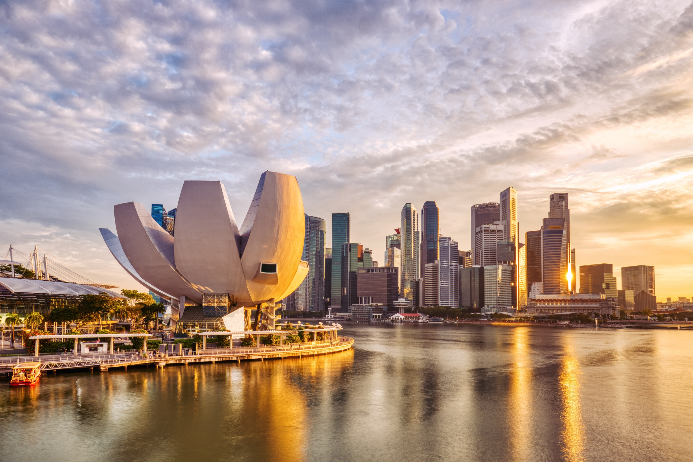 Singapore City Skyline view from Marina Bay during Sunset, Singapore