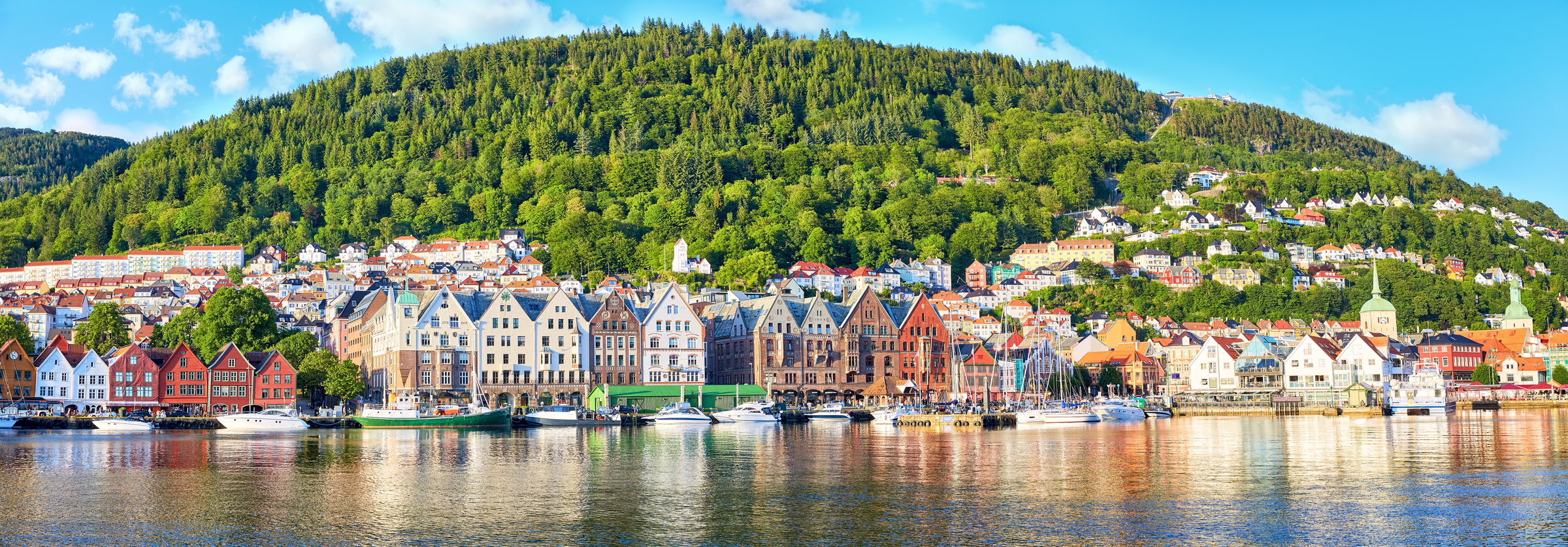 Bryggen harbor panorama at summer in Bergen, Norway