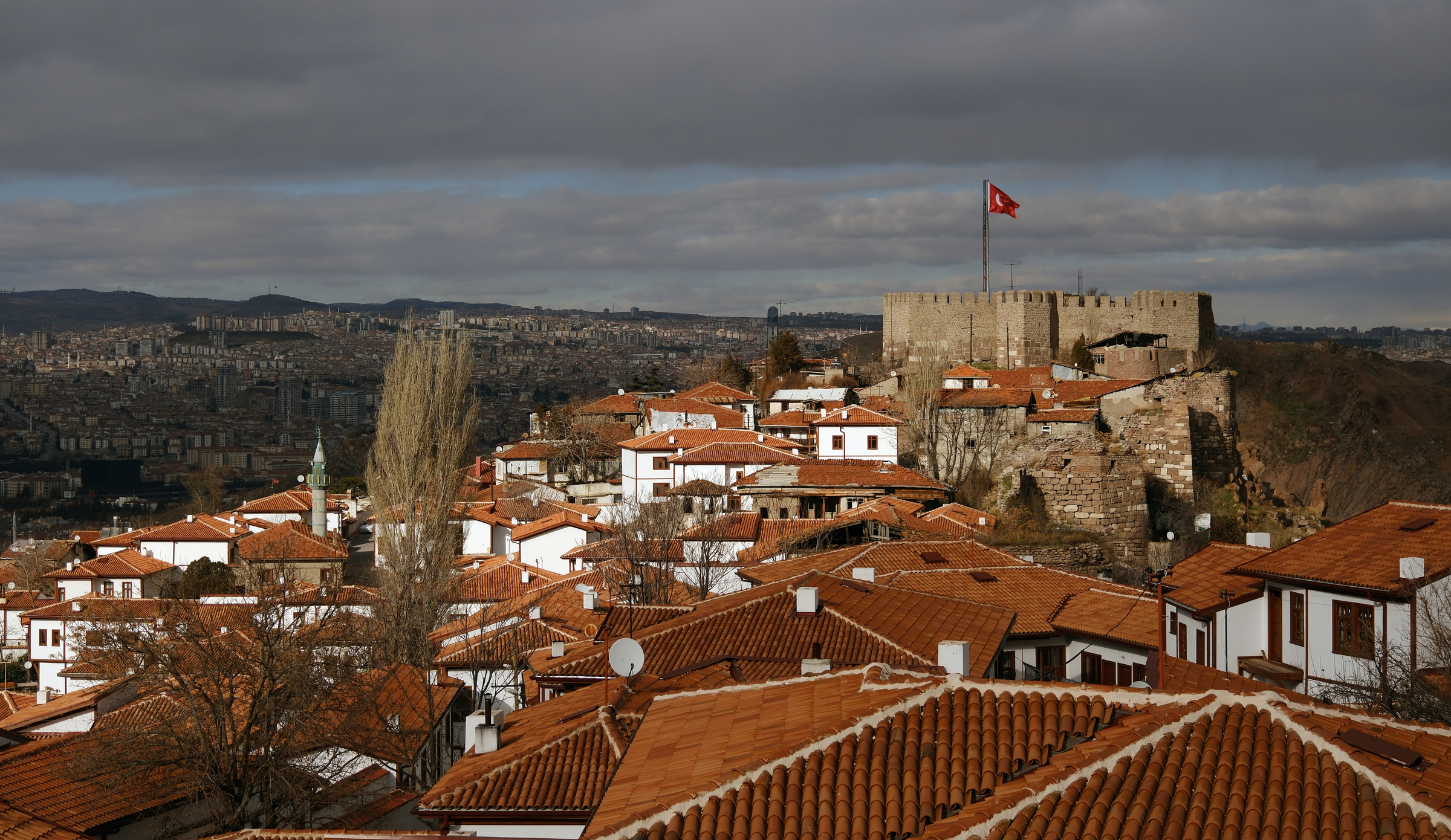 Castle of Ankara. Ankara citadel and cityscape.