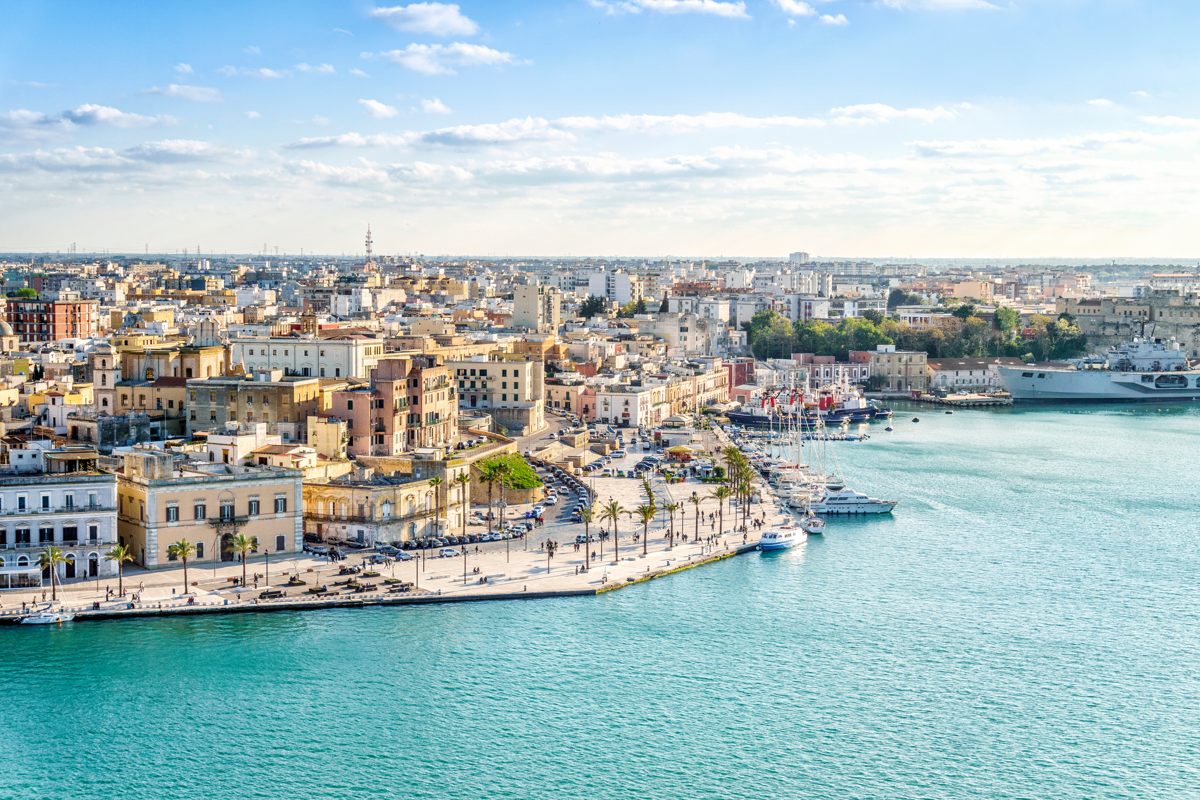 Aerial panorama of Brindisi in the afternoon, Puglia, Italy