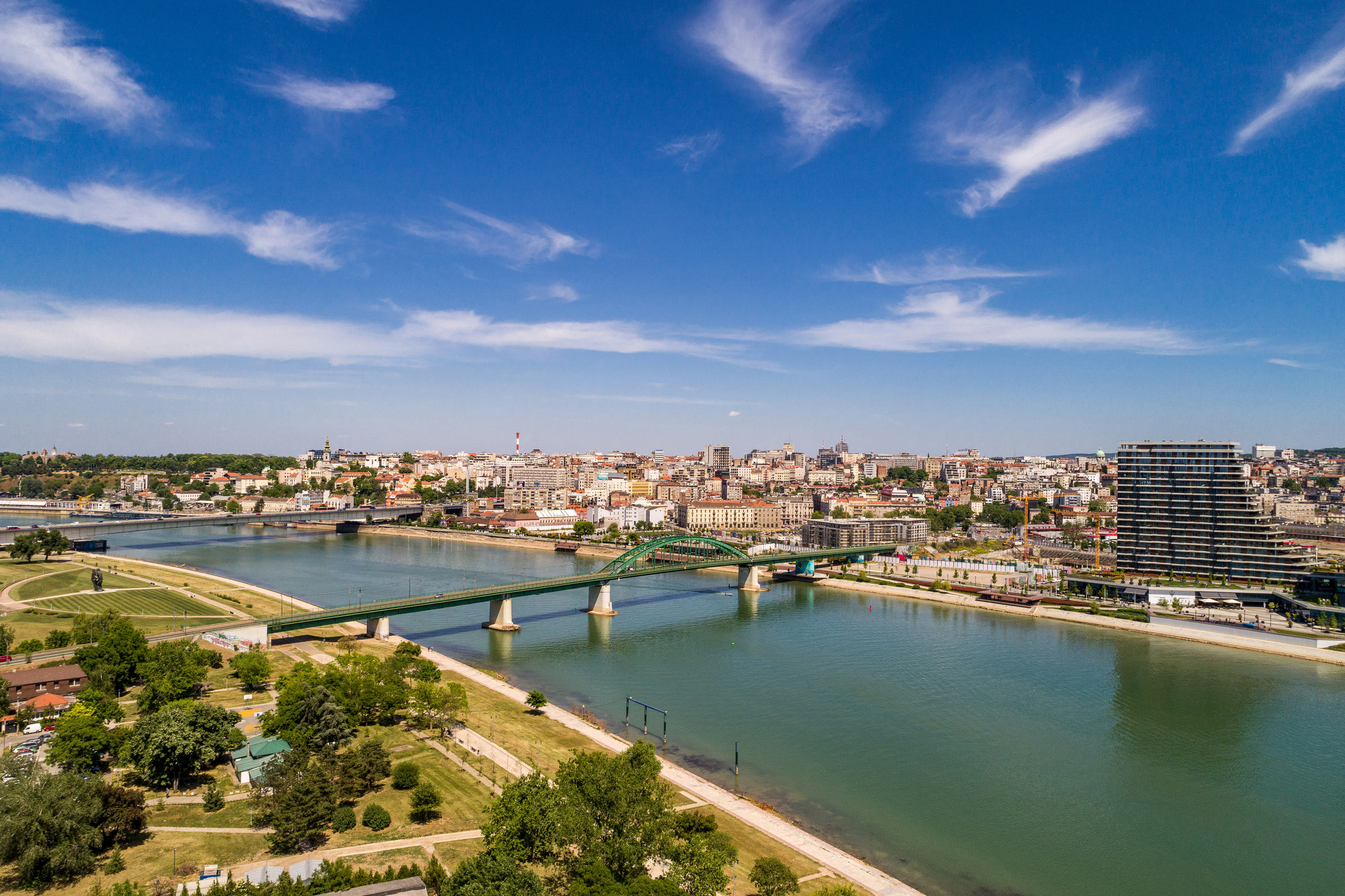 Old bridge on river Sava, Belgrade, Serbia