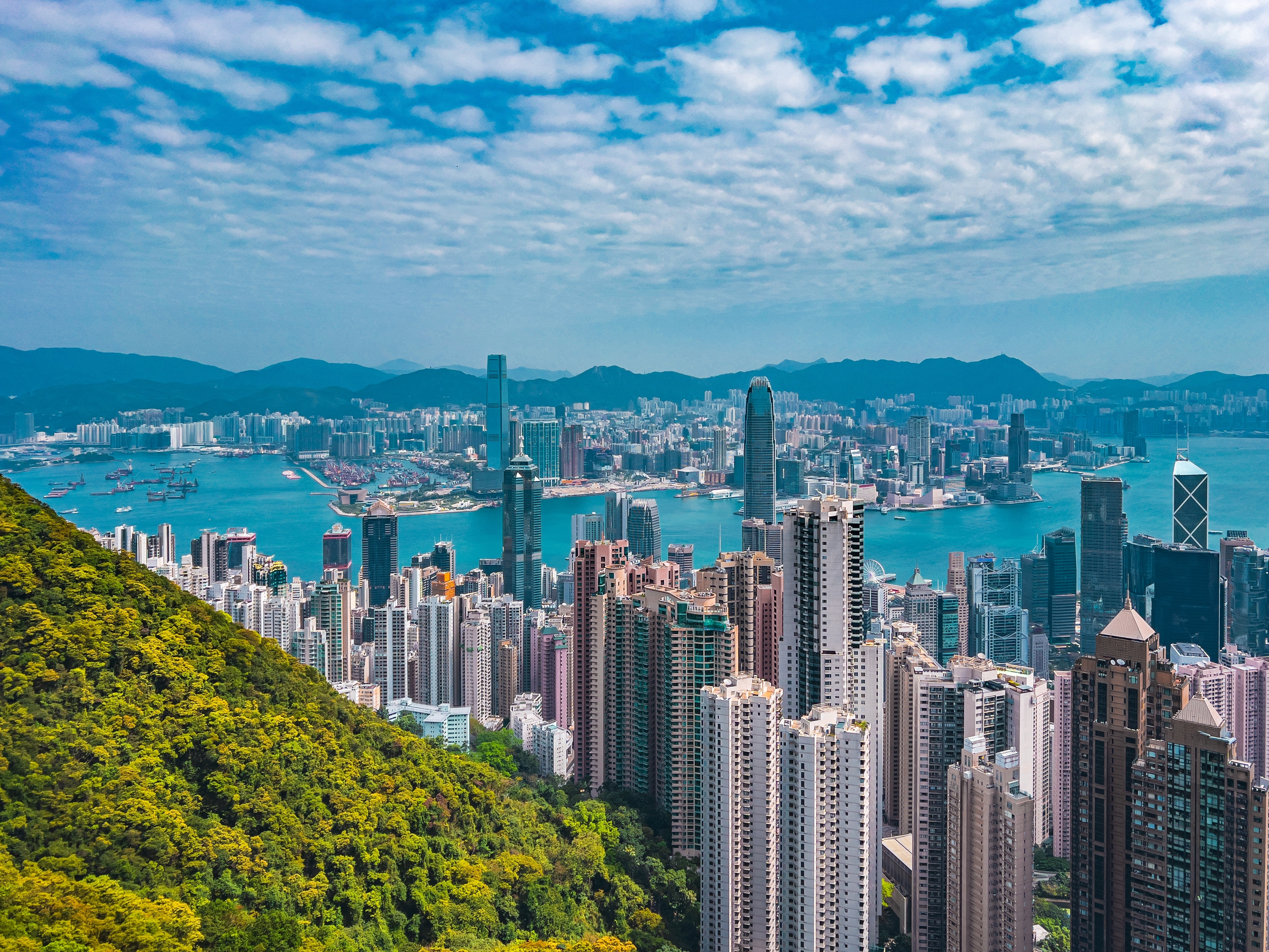 Amazing view from above of Hong Kong City from Victoria Peak