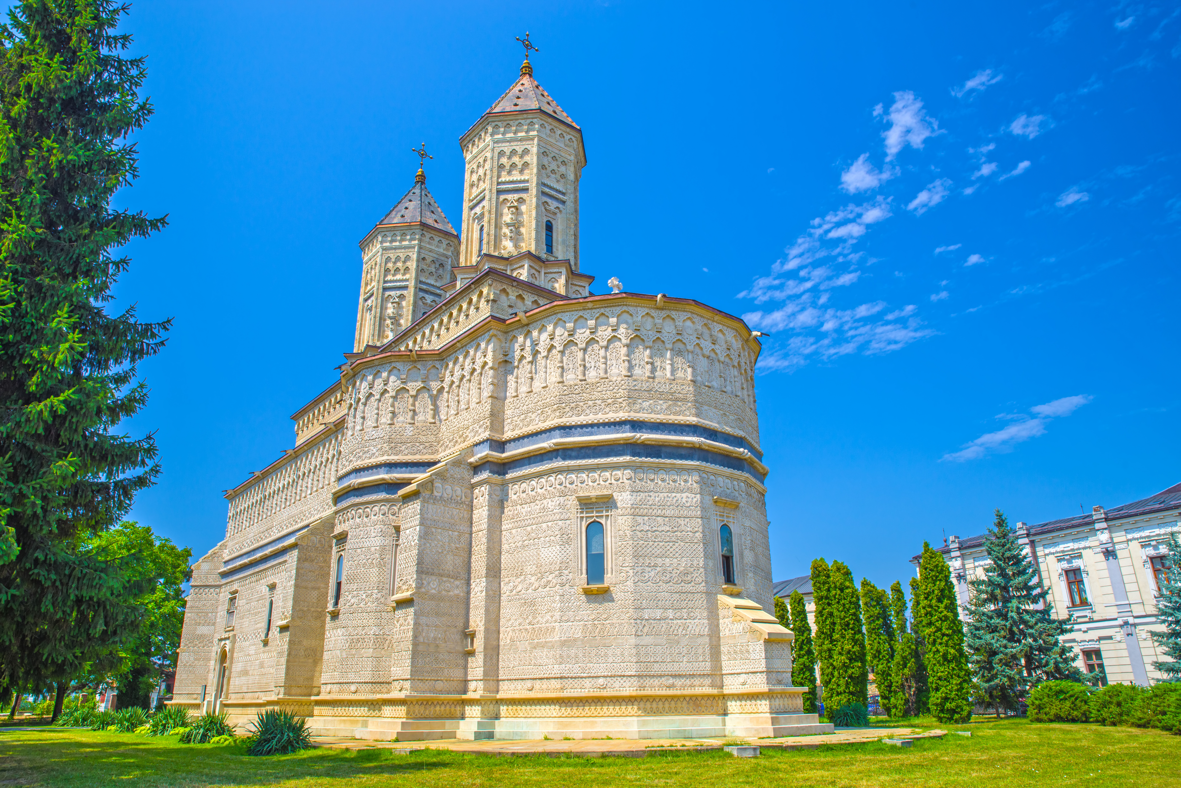 Three Holy Hierarchs Monastery in Iasi. Was built in 1639 in moldavian style with stone decoration.