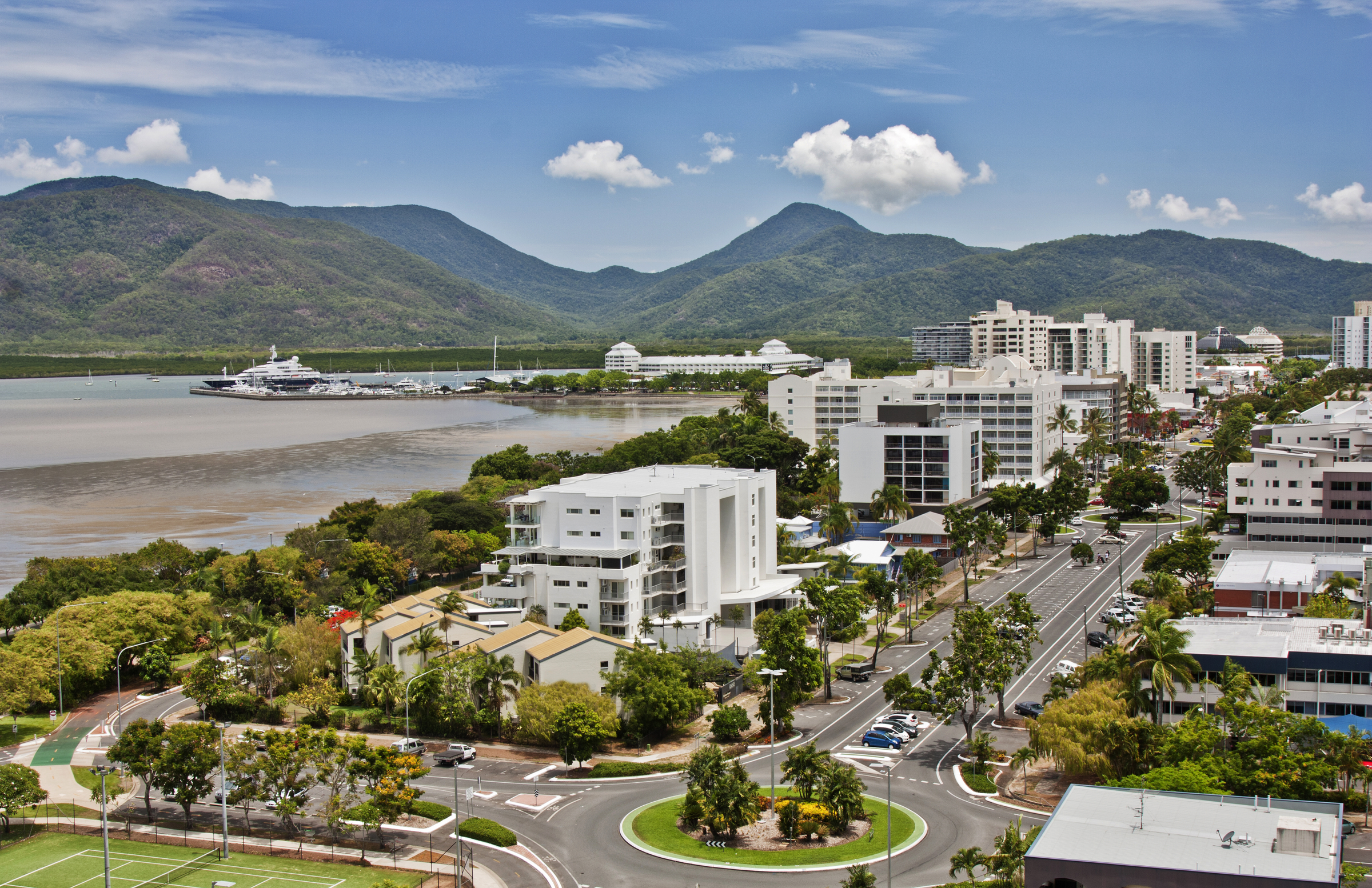 aerial view of tropical city of Cairns QLD