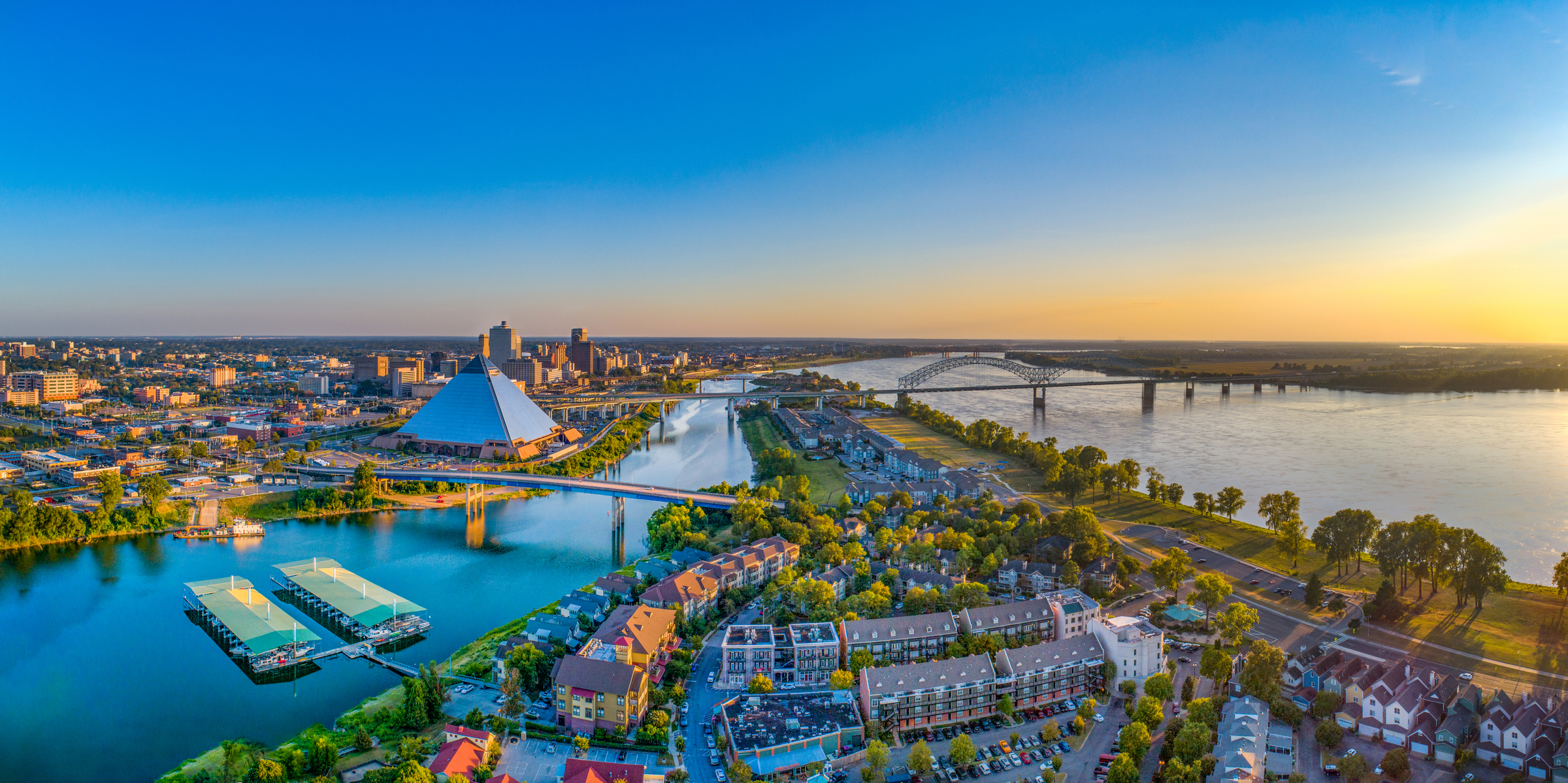 Memphis Tennessee TN Downtown Drone Skyline Aerial.