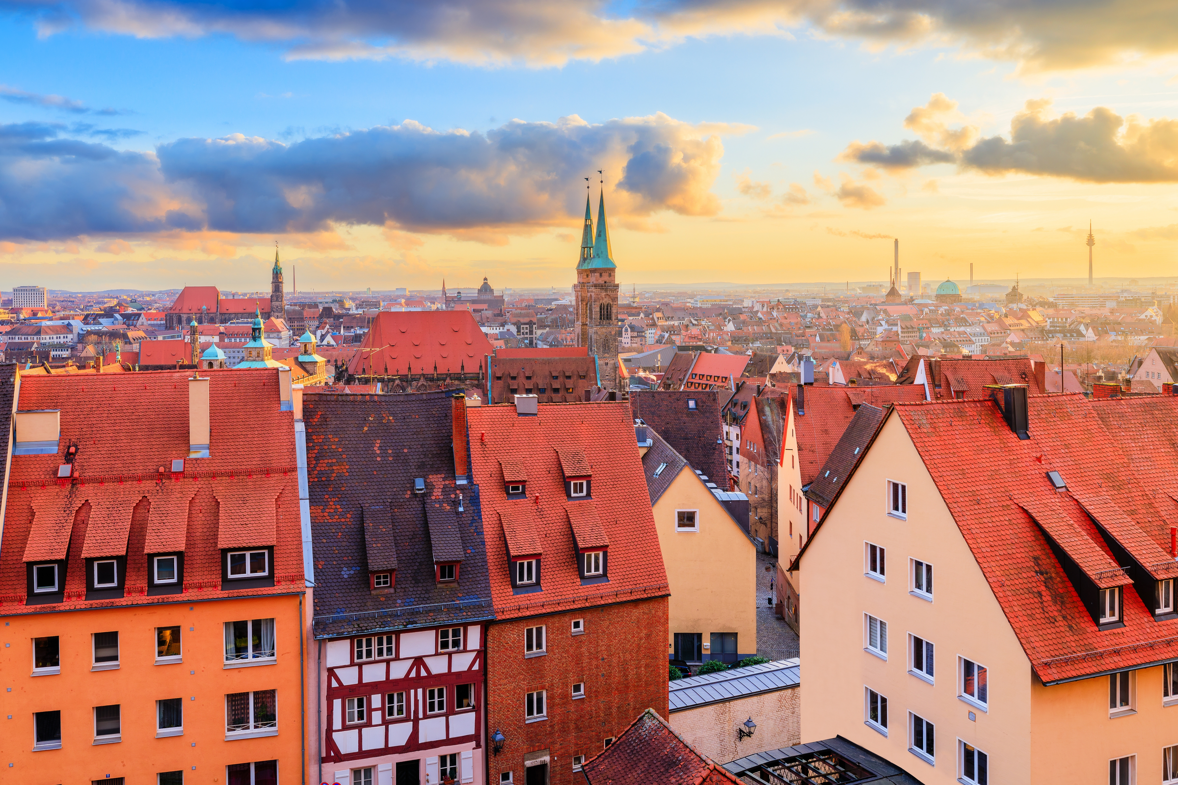 Nuremberg, Germany. View of the old town from Nuremberg Castle. Franconia, Bavaria.