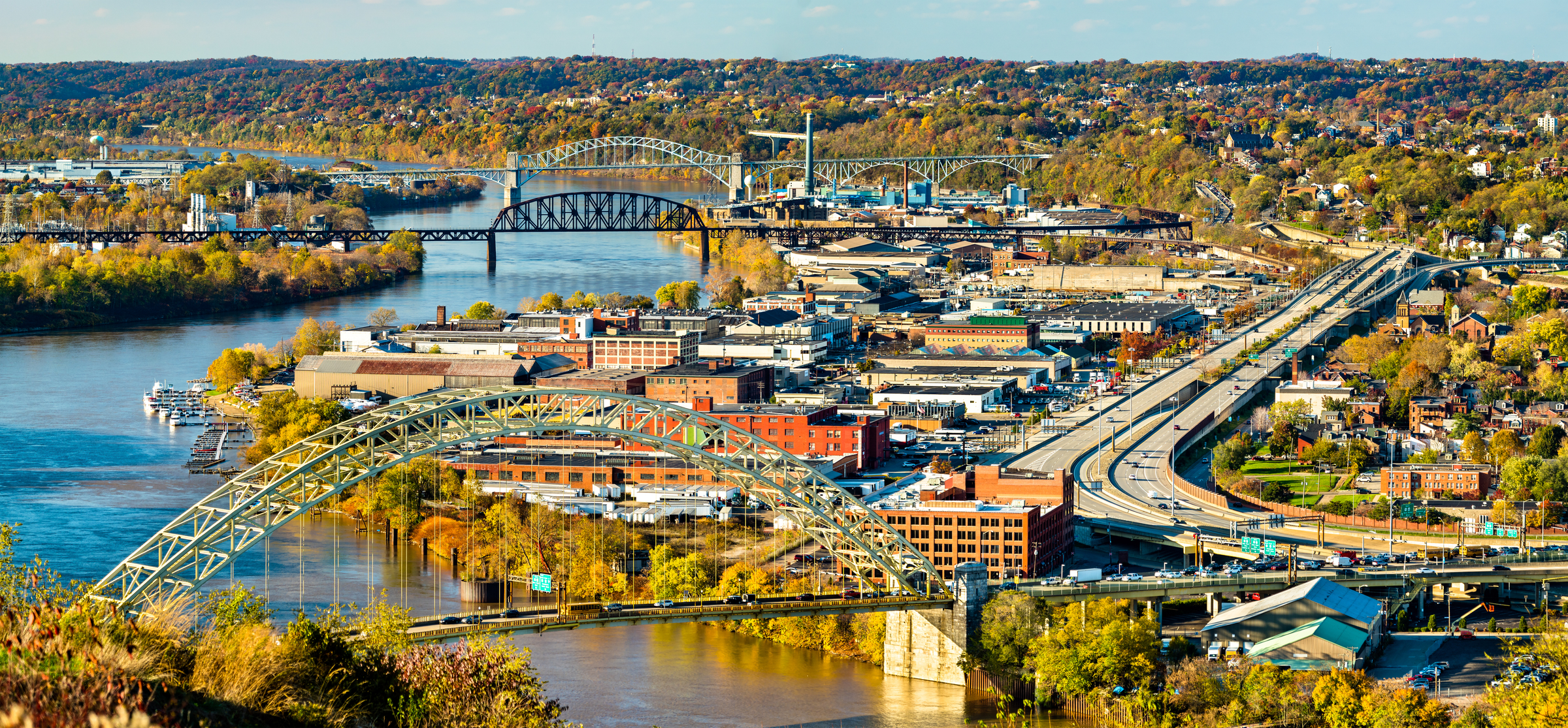 West End Bridge, Ohio Connecting Railroad Bridge and McKees Rocks Bridge across the Ohio River in Pittsburgh, United States