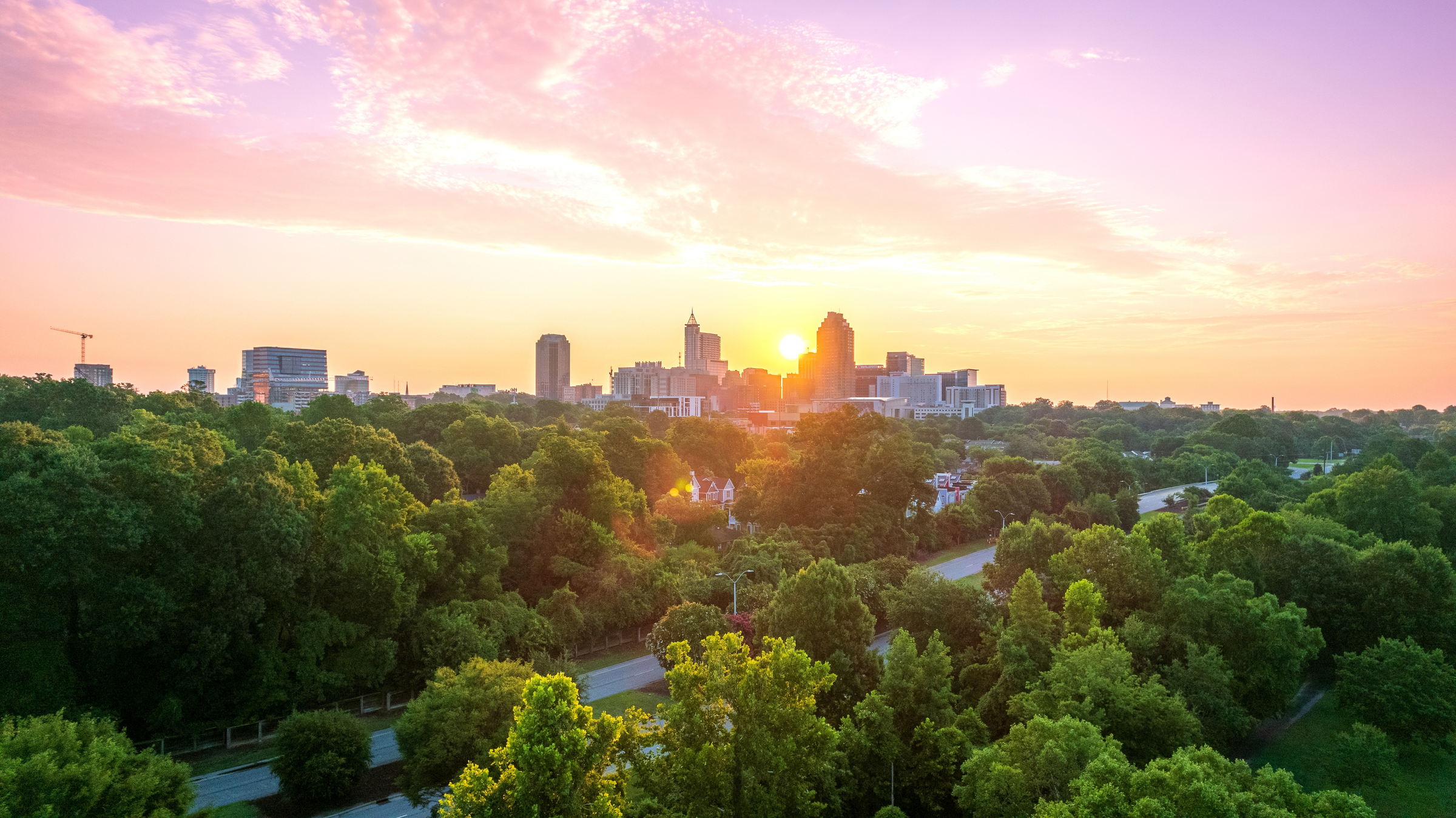 Downtown Raleigh, North Carolina at sunrise.