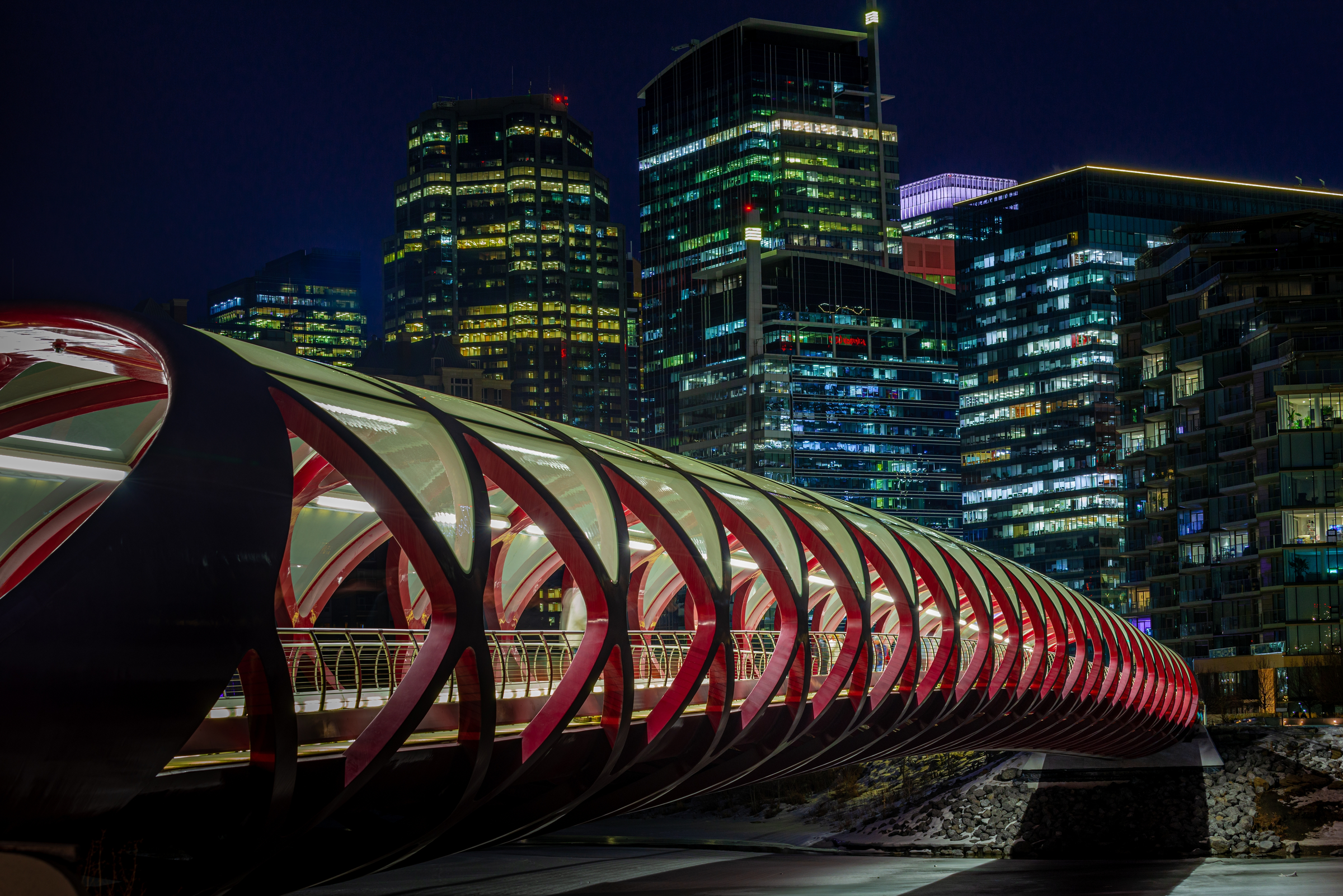 Peace Bridge at night Calgary Alberta Canada