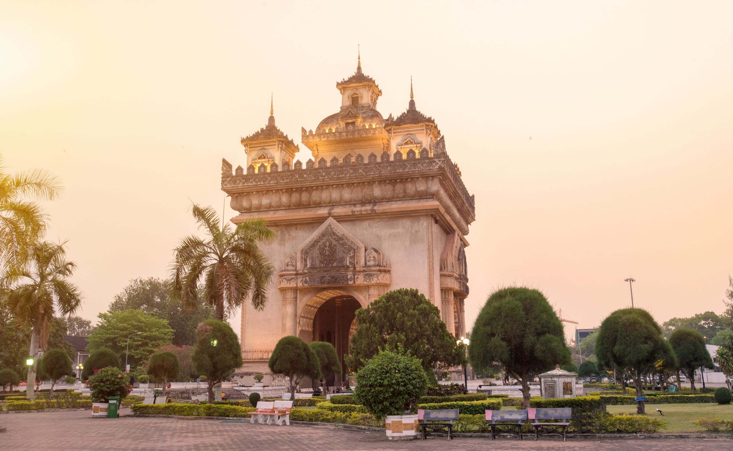 Beautiful architecture Patuxay(Victory Gate) in Vientiane, Laos