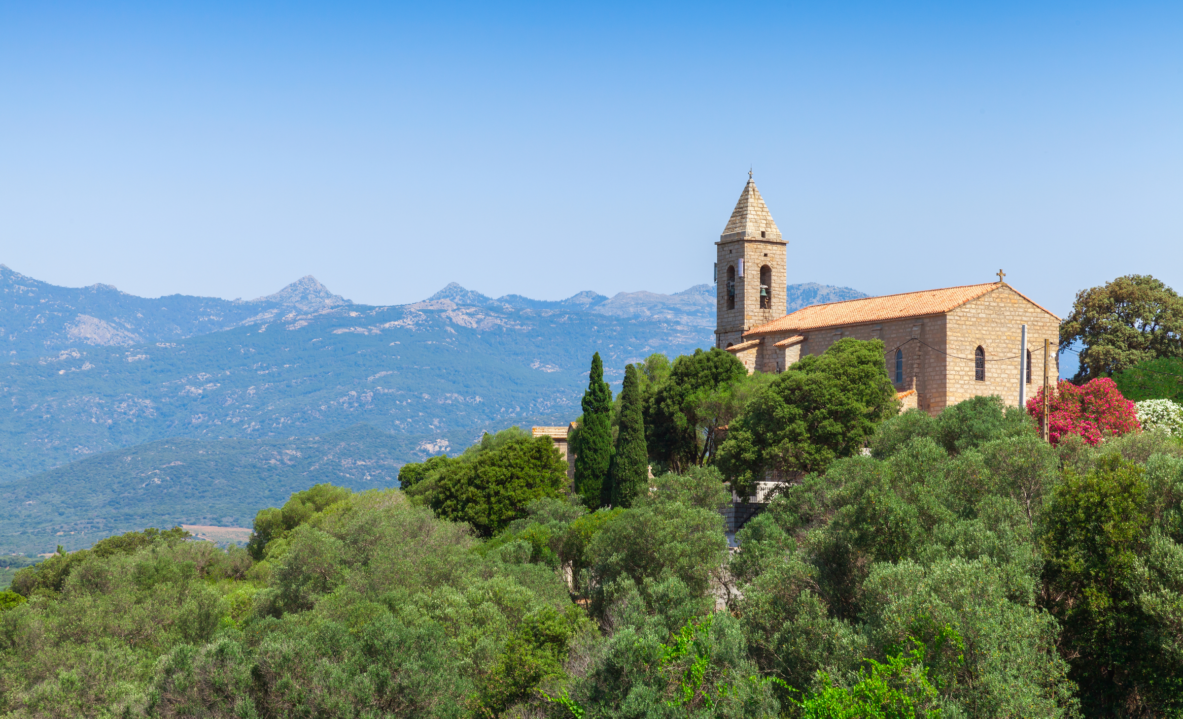 Church of Figari village, South Corsica, France