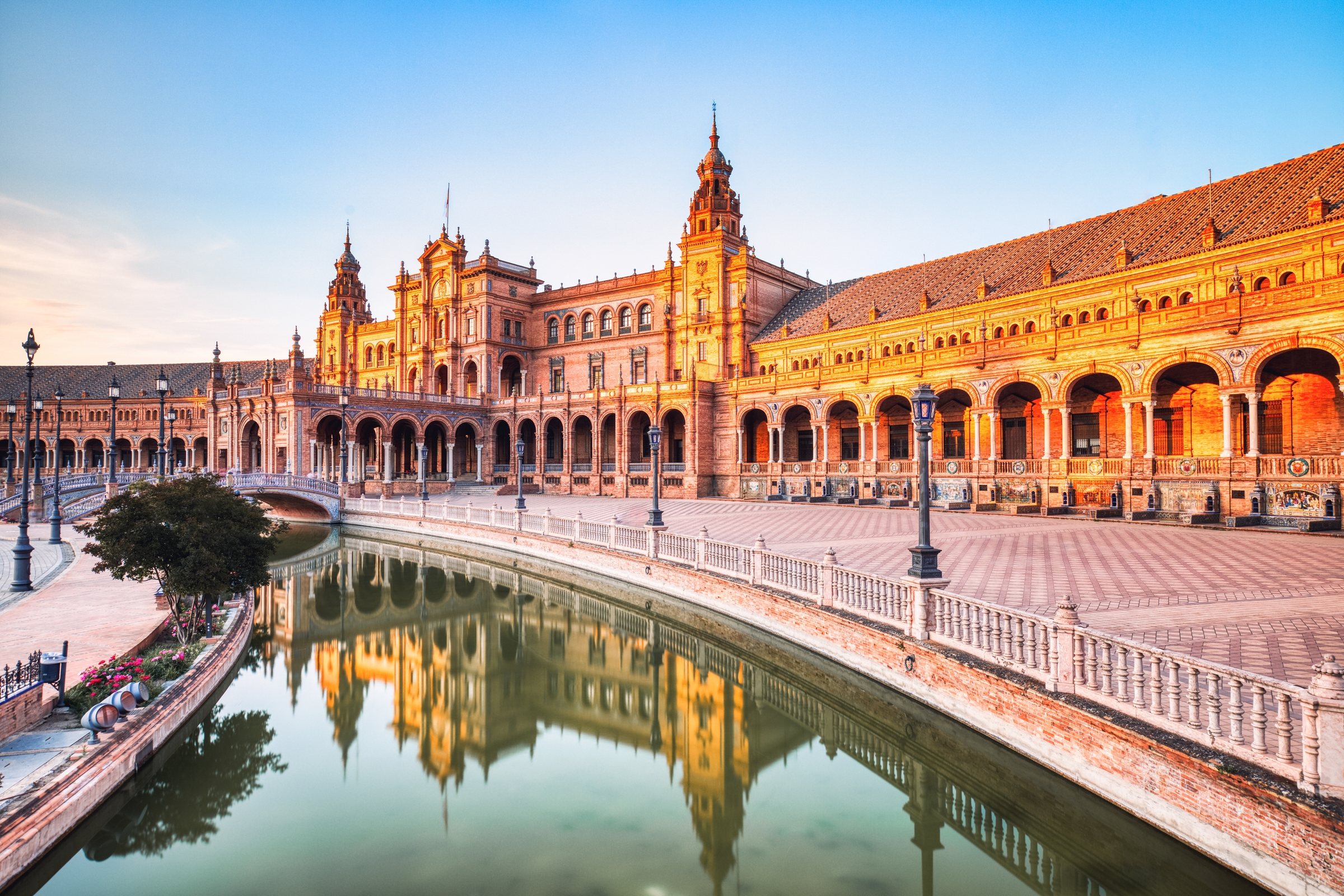 Plaza de Espana in Seville during Sunset, Andalusia, Spain 