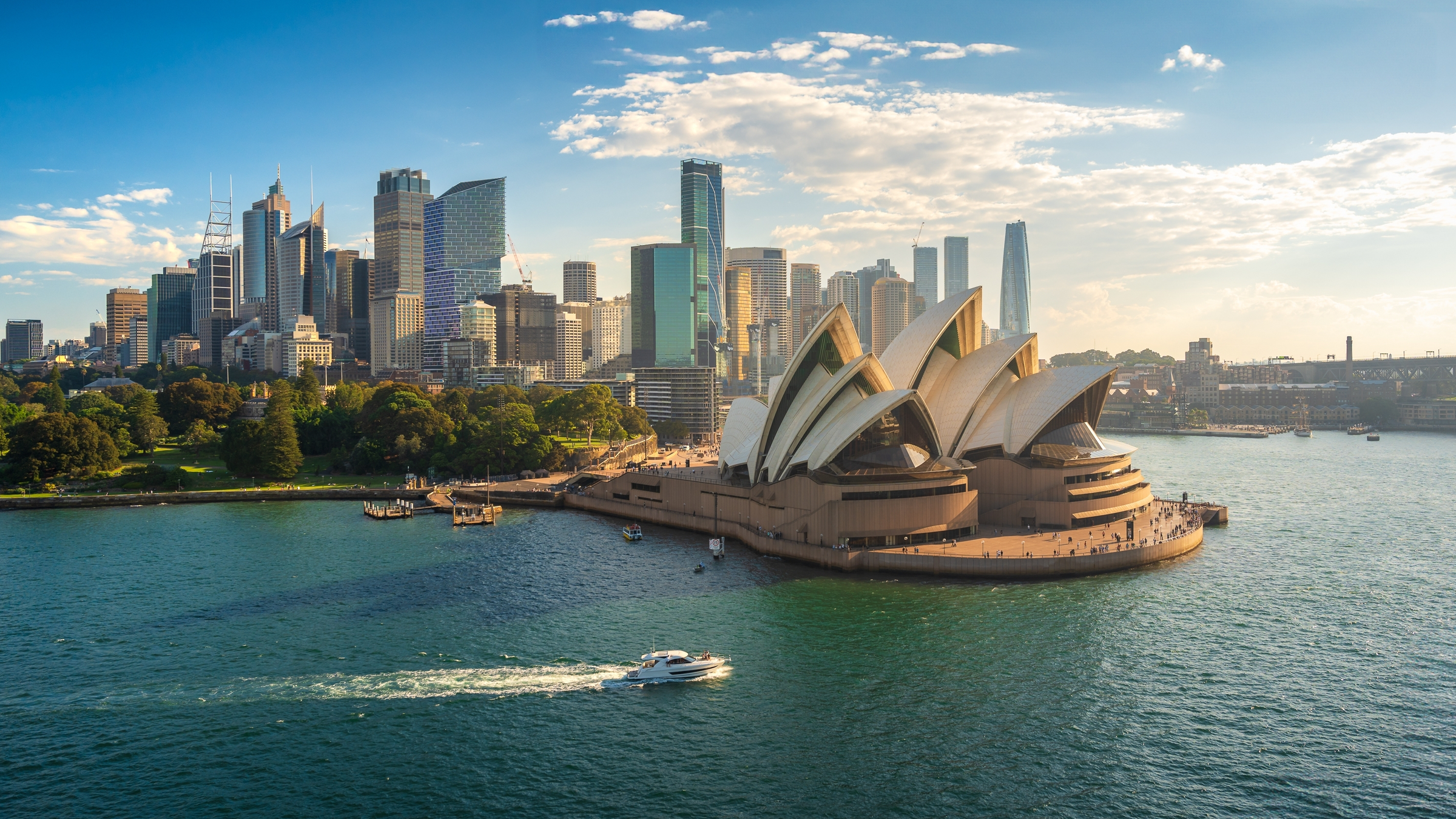 Sydney Harbour Opera House Cityscape Skyline Aerial View, New South Wales, Australia