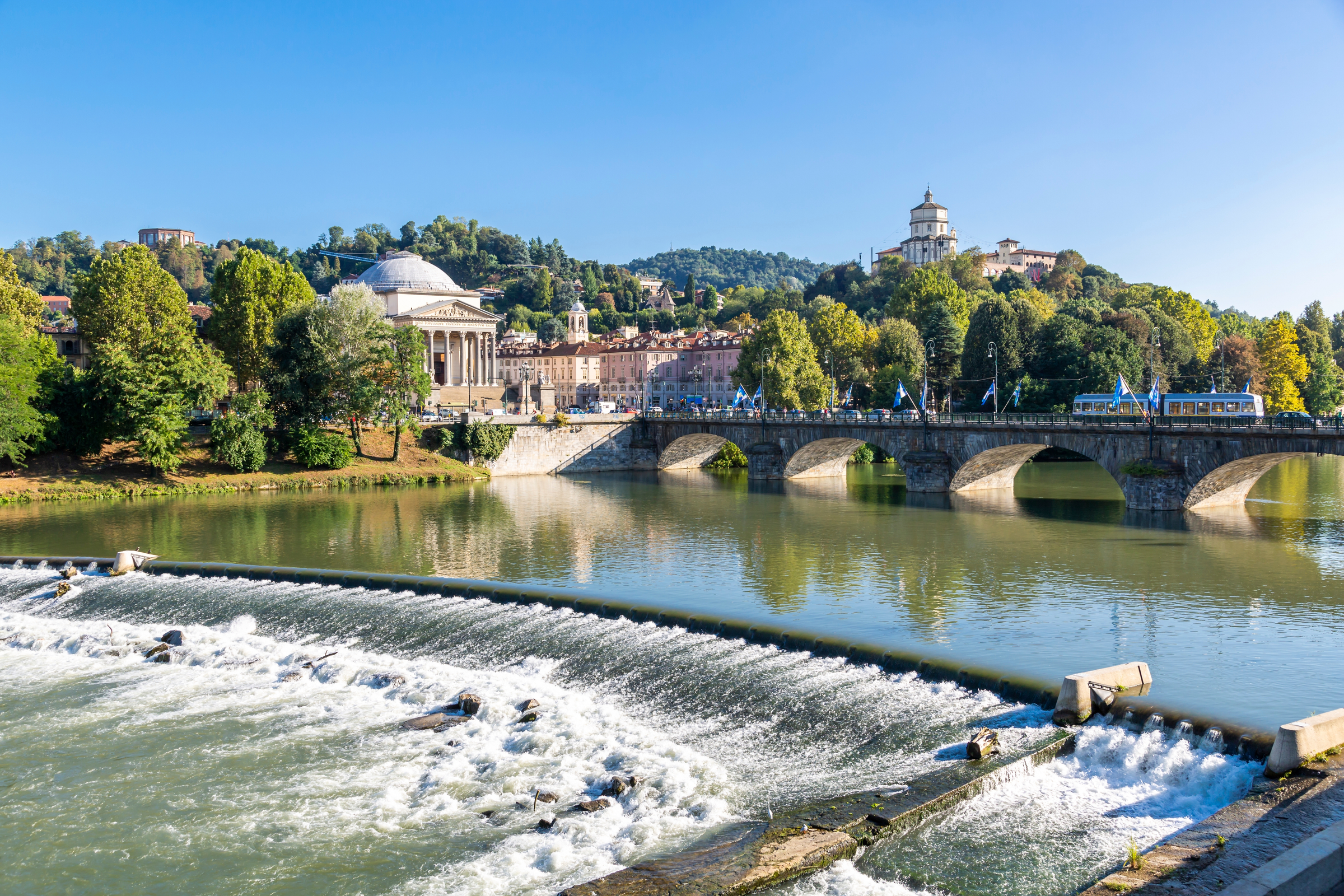 View of River Po and Church Gran Madre Di Dio, Turin, Piedmont, Italy, Europe