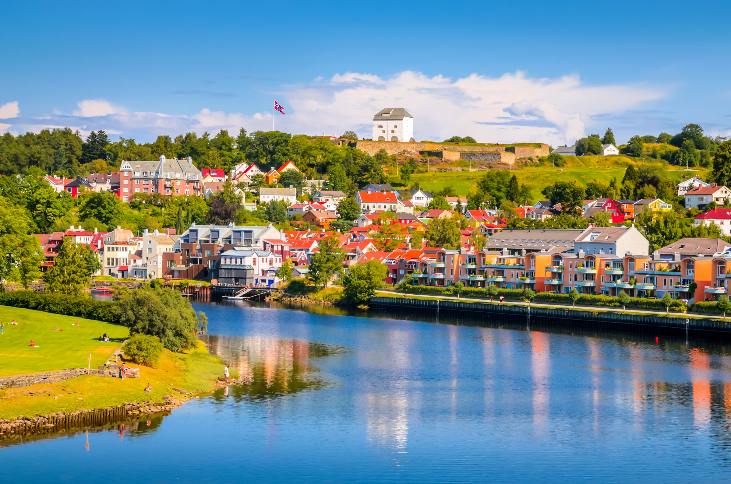 Panoramic view of beautiful city Trondheim, Norway 