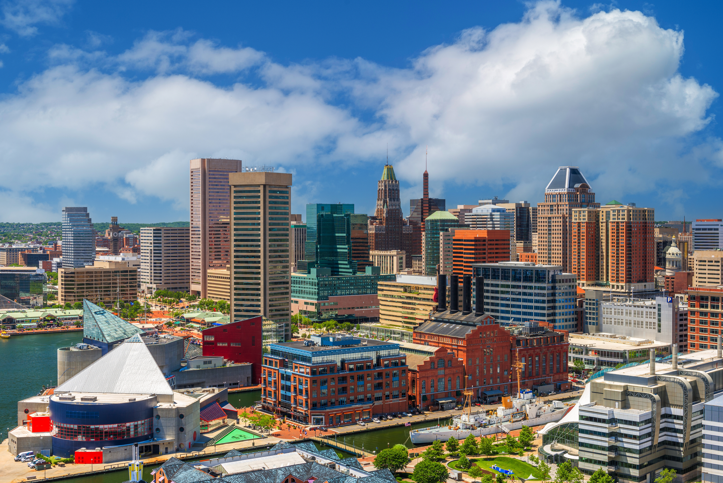 Baltimore, Maryland, USA Skyline on the Inner Harbor in the afternoon.