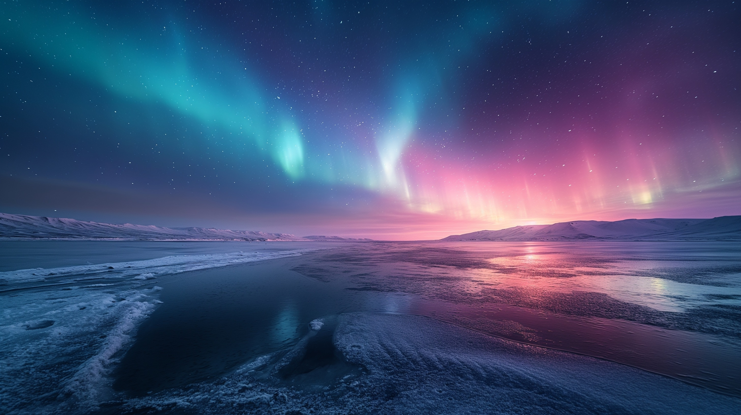 Northern Lights Over Frozen Lake in Abisko, Kiruna, Sweden