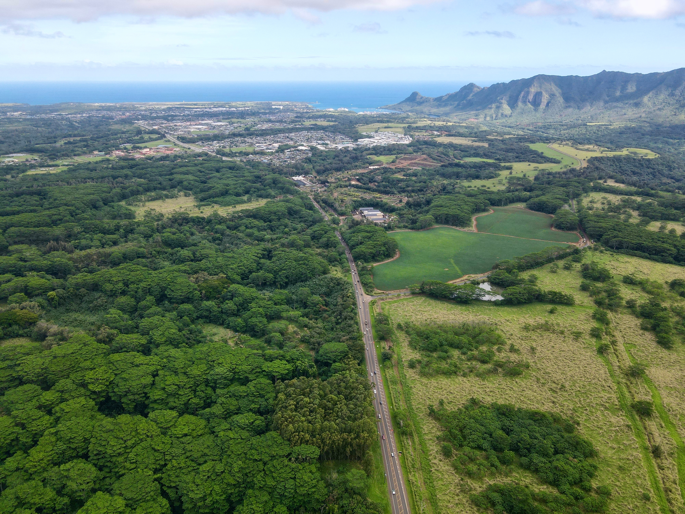 Aerial view of Lihue on Kauai