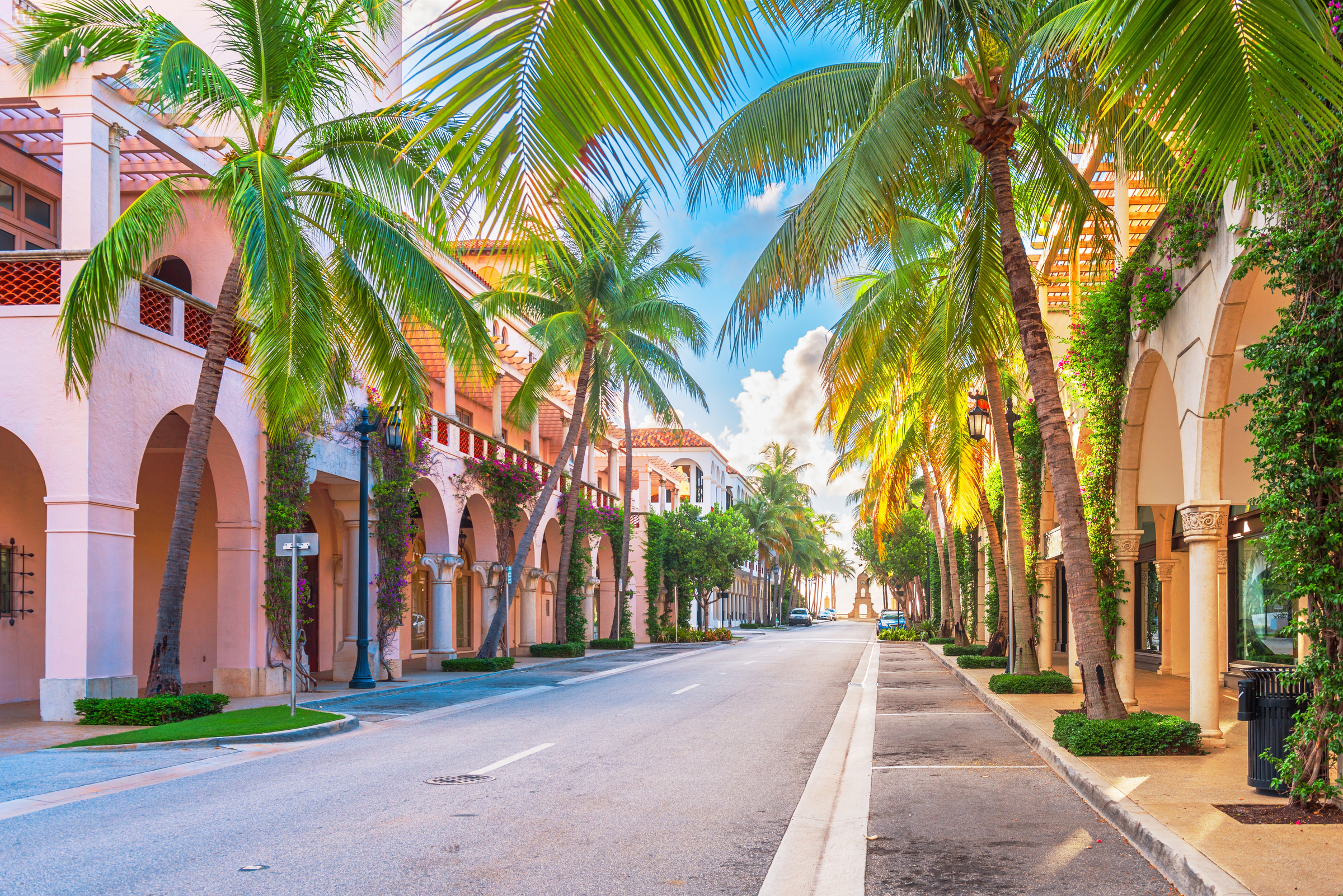 Palm Beach, Florida, USA at Worth Ave on a beautiful day.