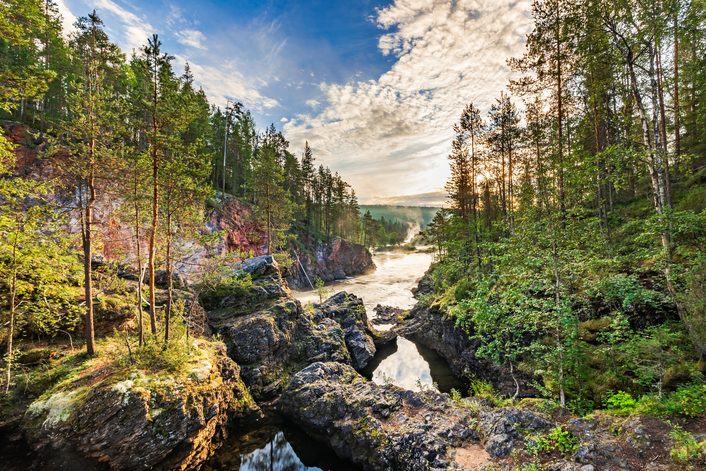 Oulanka river and rapids at the Oulanka National Park in Kuusamo. Finland. Finnish nature