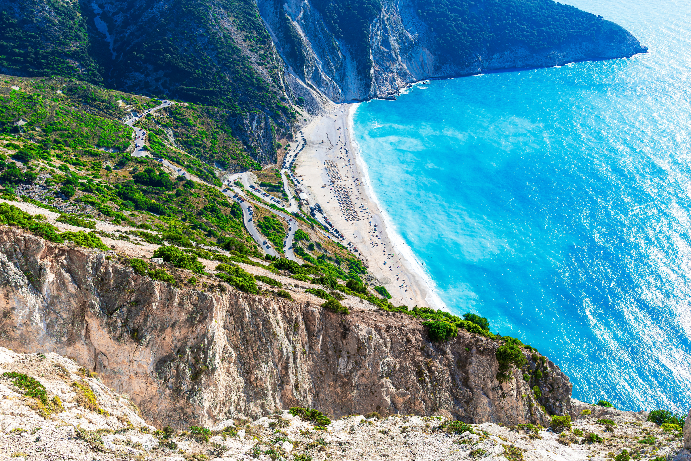 Kefalonia, Greece: Paralia Myrtos, one of the most beautiful beach of the island. Europe, Greek Islands