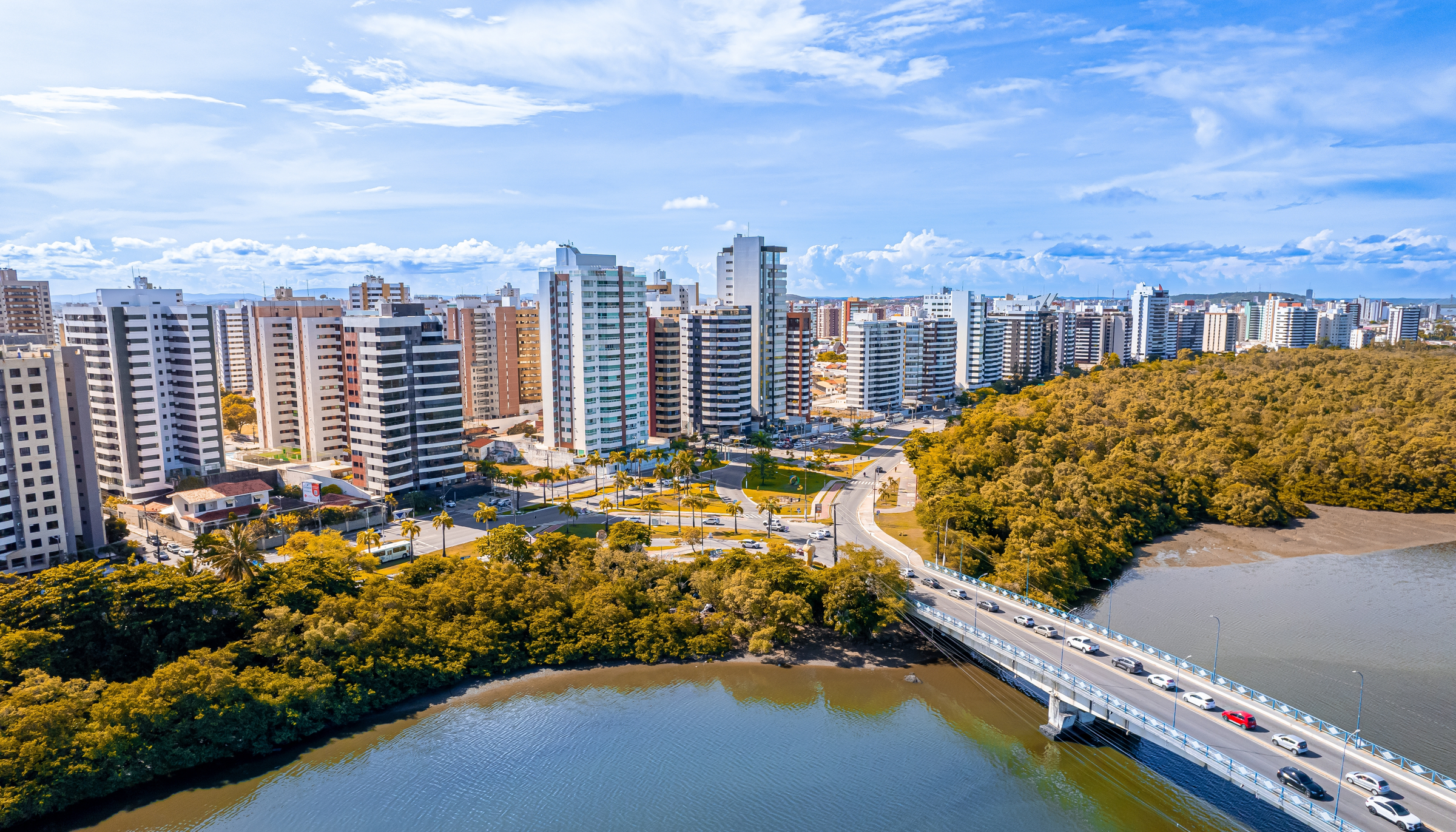 City of Aracaju in the State of Sergipe in Brazil Seen from above with a Drone - Cidade de Aracaju no Estado de Sergipe no Brasil Visto de cima com Drone