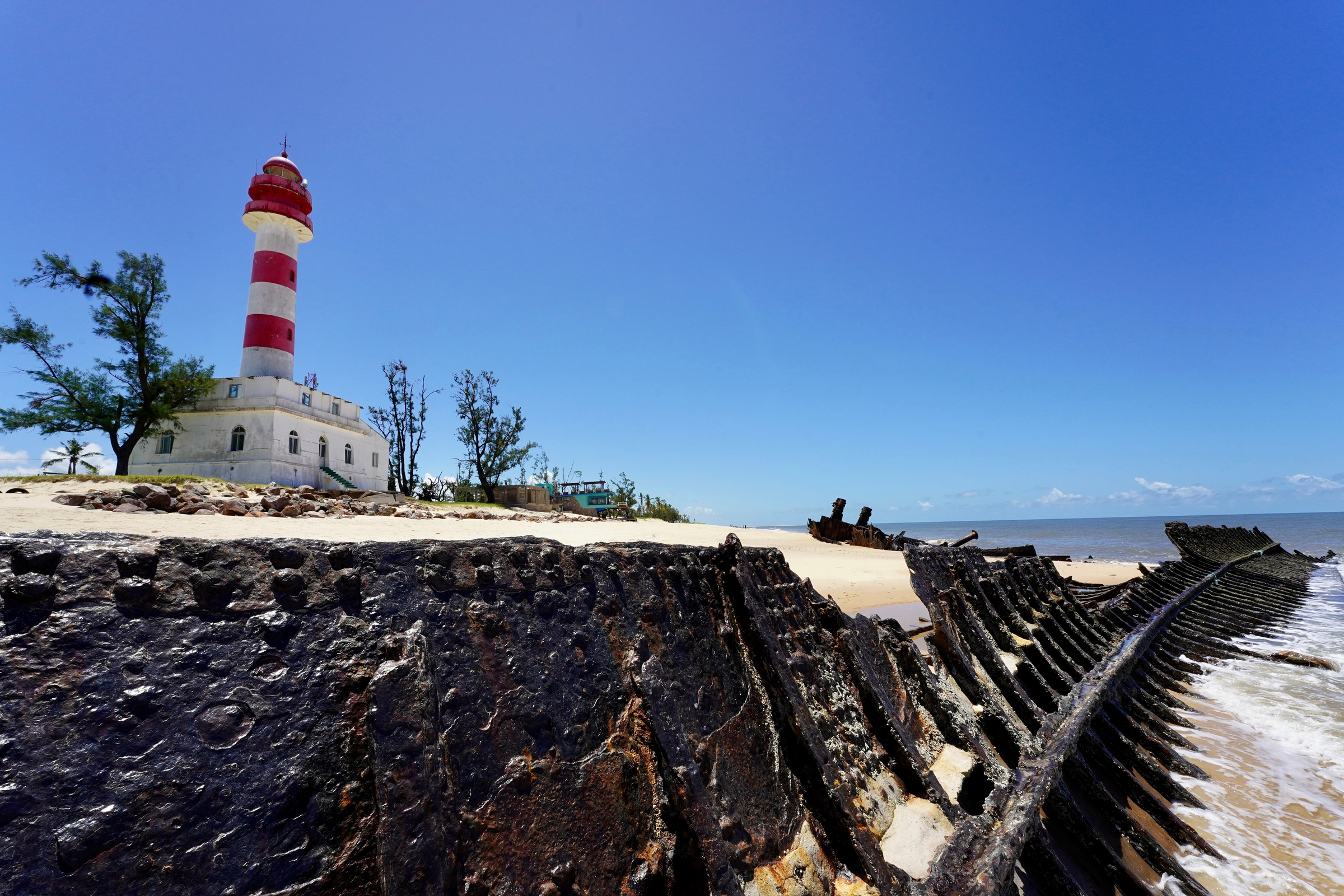 Degraded shipwreck in the beach of Beira, Mozambique.