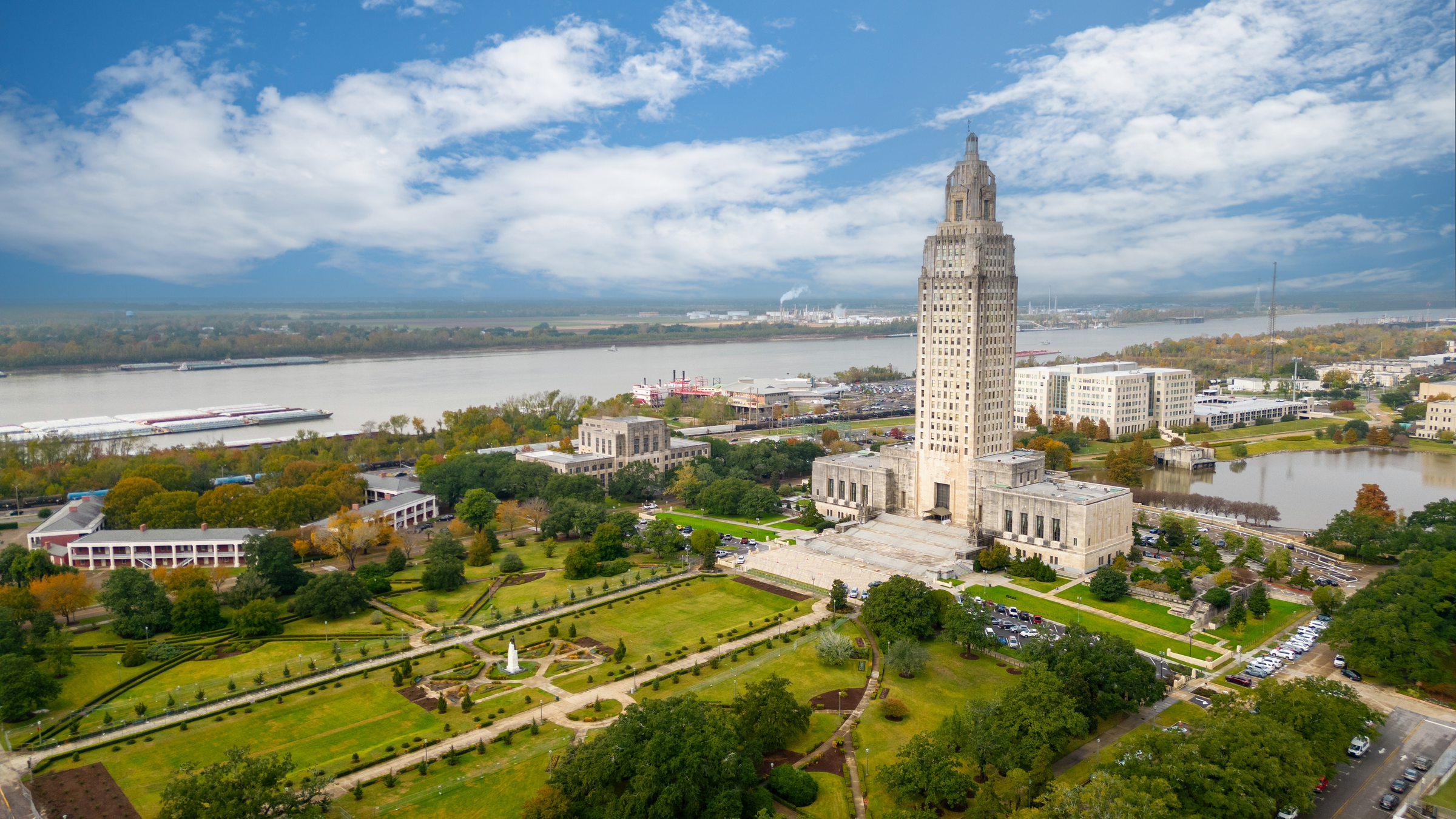 Baton Rouge, LA - December 2023: The Louisiana State Capitol Building in Downtown Baton Rouge