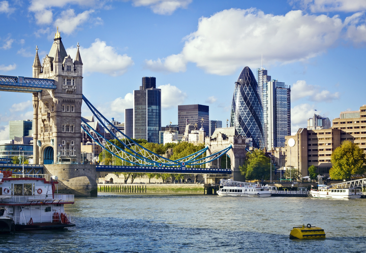 Financial District of London and the Tower Bridge