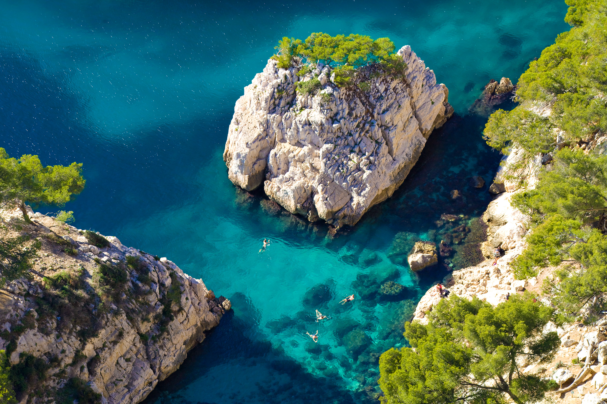 Bathing in the calanque, Marseille, France