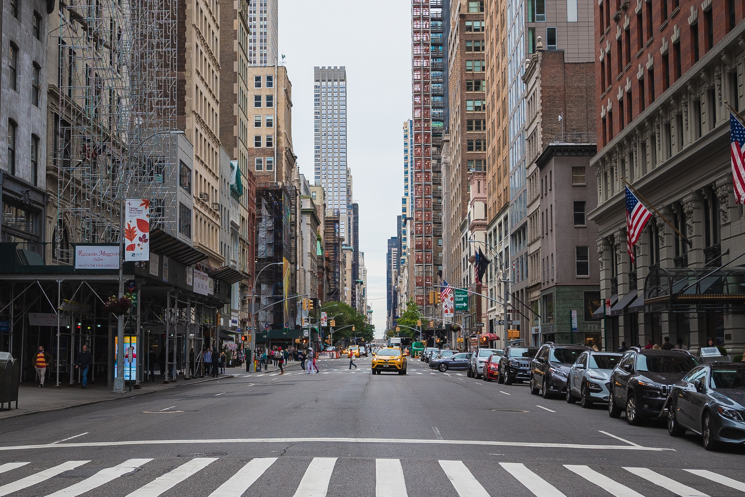 NEW YORK CITY, USA - CIRCA OCTOBER, 2018: A view down a street in Midtown Manhattan, New York City.