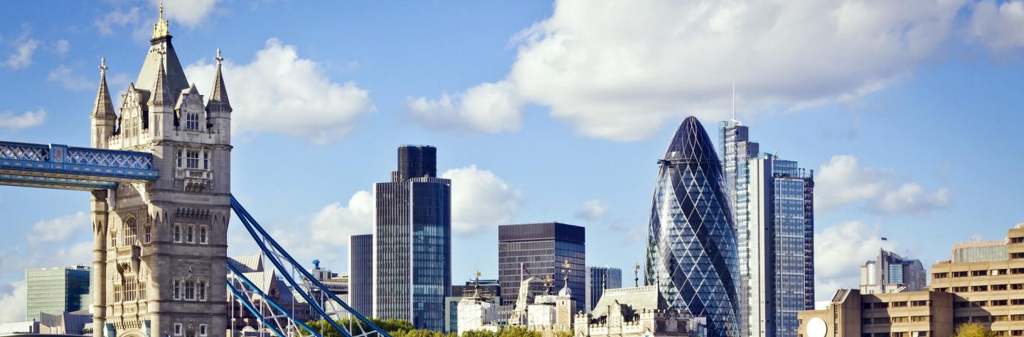 Financial District of London and the Tower Bridge