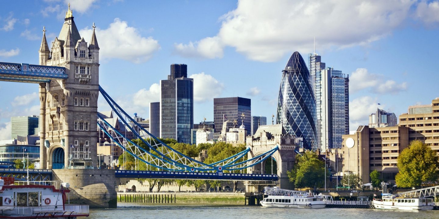 Financial District of London and the Tower Bridge